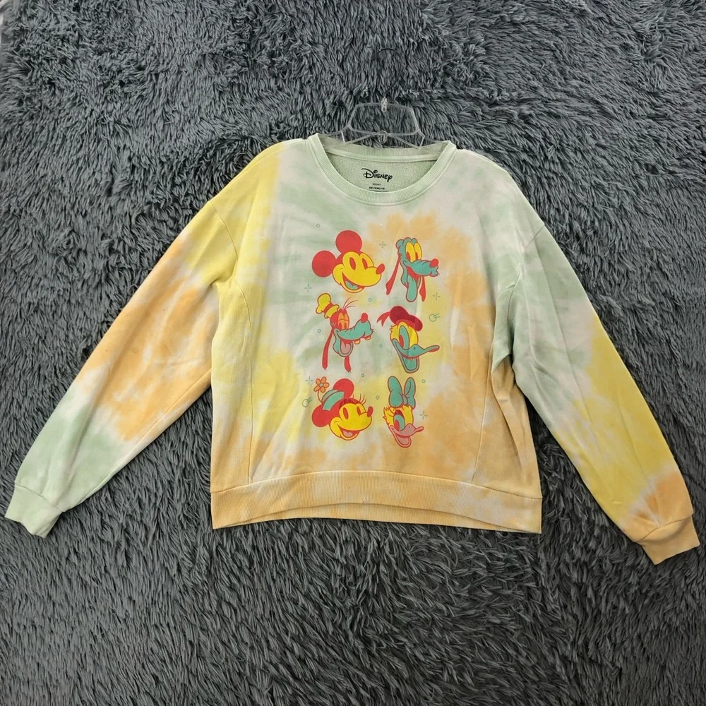Disney Sweatshirt Girls XXL Fits Womens Medium Tye Dye Mickey Donald Goofy Daisy